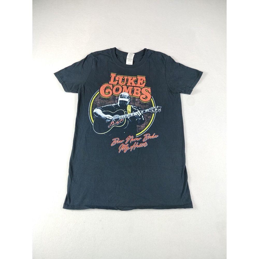 Luke Combs T Shirt Men's Black Small 2019 Tour Concert Beer Never Broke My Heart